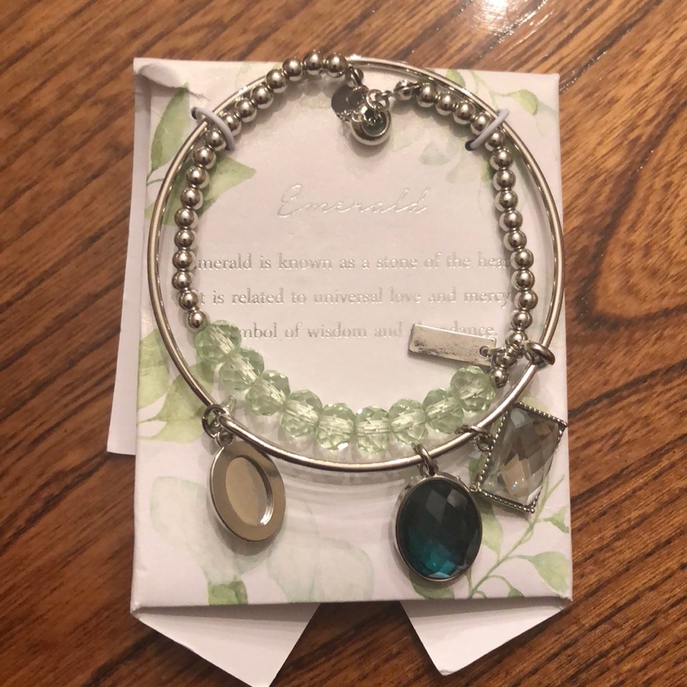 Silver and Emerald Bracelet Set